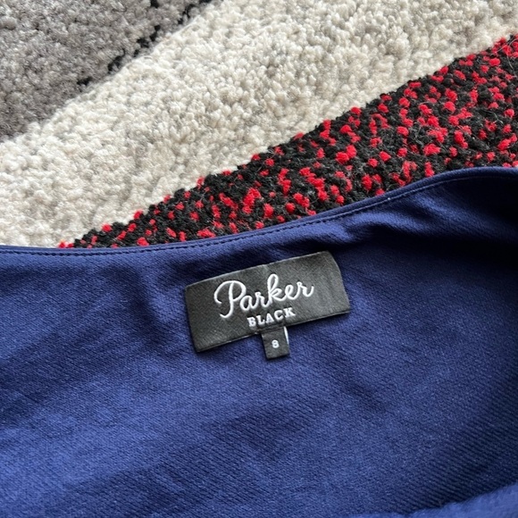 Parker Black Label Paxon Navy Ruffled One Shoulder Gown - Picture 5 of 7